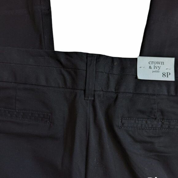 NWT Women's Crown & Ivy Black Pleated Straight Leg Dress Pants, Size 8 P - Picture 6 of 8